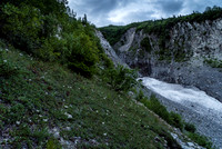 Ascending out of the drainage now, looking at the narrows as we ascend the bank to the left (climber's).