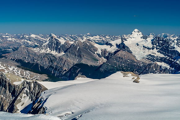 Mount Forbes with Outram at left and Hector visible at center distance.