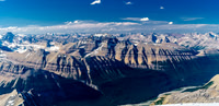 Mount Saskatchewan is a near-11,000er at foreground center with Mount Brazeau, Mount Poboktan, Cirrus and Stewart showing up at distance.