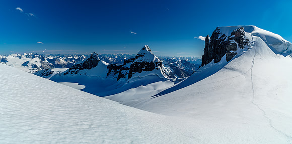 Looking back over our tracks up Ernest Peak at right with Christian and Walter at center.