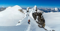Just before the steep crux downclimb over the 'schrund to our left.