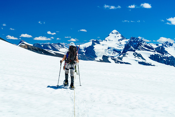 Forbes rises over the cooking icefield - it was very hot already on day one and only got hotter each subsequent day.