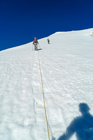 We start the easy trudge up Edward Peak on pretty mushy snow.