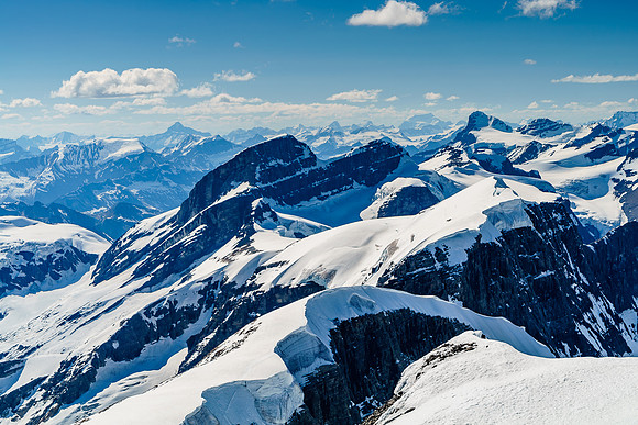 Farbus Mountain in the foreground with Oppy in between it and Mount Alexandra with Queen's Peak jutting out to center.