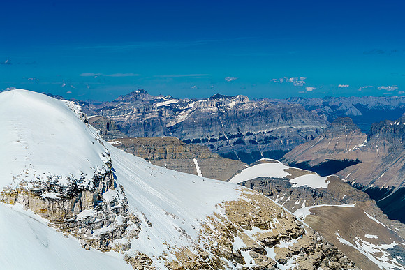 Looking past Edward Peak (Lyell II) towards Mount Cline and Resolute with Wilson at center with it's double summit.