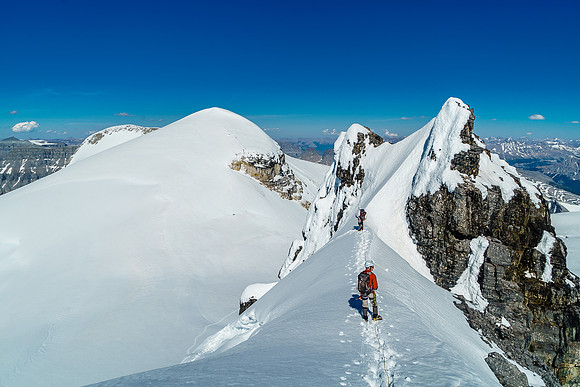 This perch on the east ridge of Ernest Peak offered some of the best views of the weekend. Edward and Rudolph at left.