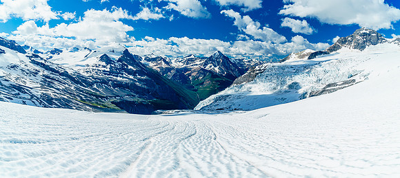 A plod with a VIEW! Looking back down the glacier.