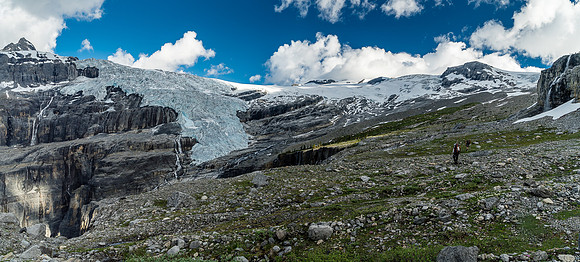 Waterfalls everywhere! I think soon after this falls, the Mons Hut is accessed by contouring up on climber's right