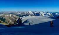 Descending the first part of the Rudolph / Edward col towards the main Lyell Icefield below.