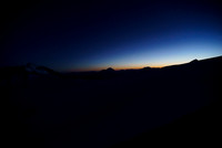 Darkness sets in as we finish a LONG 18 hour day at the Lyell Hut.
