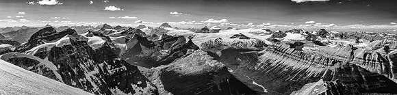 Farbus, Alexandra, Queen's, Oppy, Bryce, King Edward, Columbia, South and North Twin peaks, Kitchener, Snow Dome, Castleguard, Androlumbia, Andromeda, Athabasca, Terrace and others.