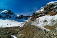 Ben and Steven look pretty small in the huge terrain under Mount Woolley. The route to the shoulder is at center distance.