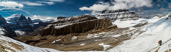 Traversing the glacier on the north side of Woolley - there are holes in here.