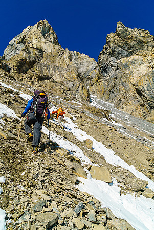 Rock fall kept us alert - especially coming down from the gully to our right.