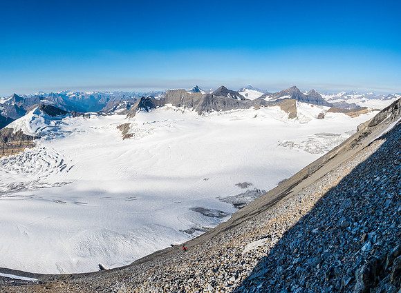It's steep and we tried to avoid the slick, wet slabs that dotted the center of the face.