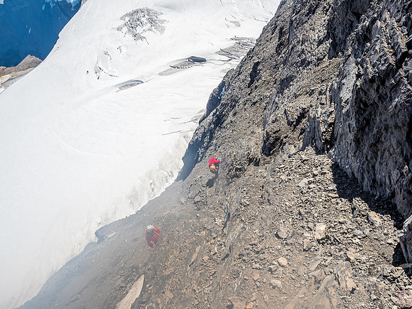 My camera sensor got a bit wet while cross the second icy couloir and I didn't notice right away.