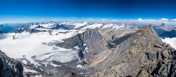 The original ascent party came up this part of the extreme western edge of the Columbia Icefield.