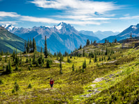 Looking back at Ferenc and Cockscomb Mountain rising in the distance at center.