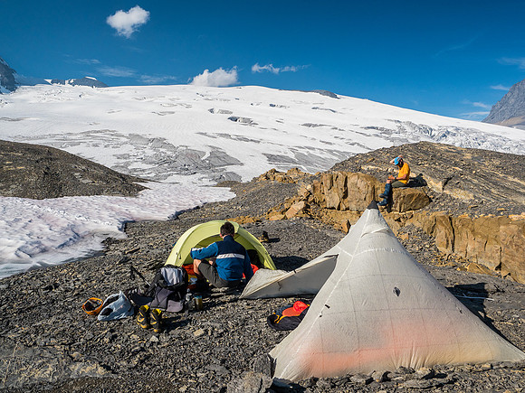 Relaxing in perfect weather at camp.