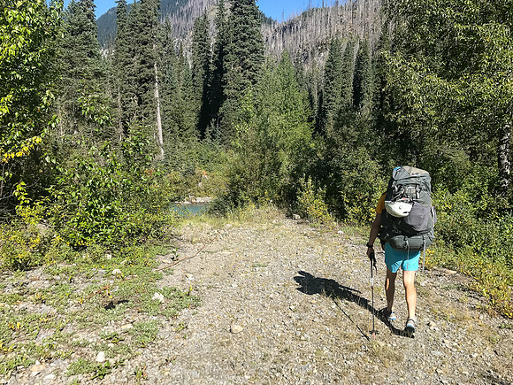 Approaching the creek with some apprehension.