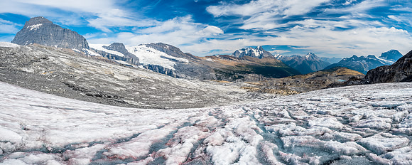 Looking back over our approach from the edge of the glacier.