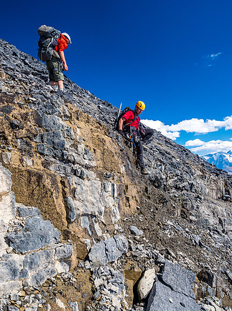 The south face has some interesting steps as you approach the lower cliff band.