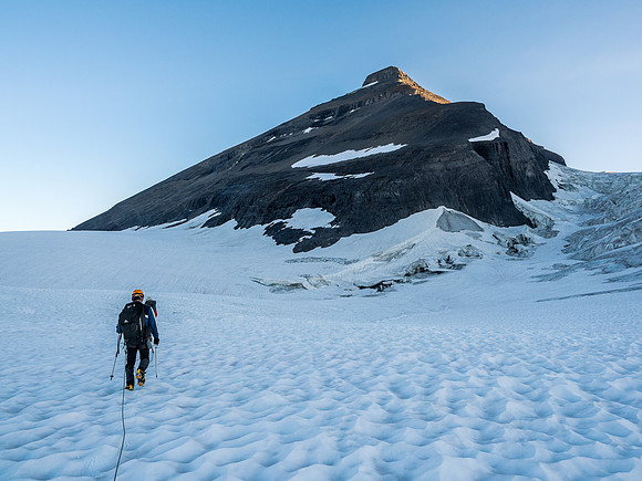 Remember - the summit block is almost a vertical kilometer above us here.