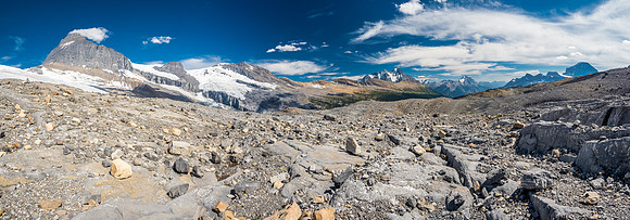 Looking back from a moonscape. Columbia at left with Bryce at center. Pawn Peak at distant right.