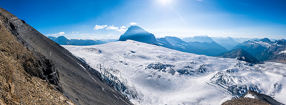 Looking out over the glacier towards Mount Columbia.