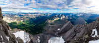 Fantastic views over Burstall Pass and Whistling Rock Peak looking over the two glaciers towards the north.