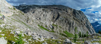 Traversing off the spur at South Burstall Pass.