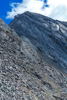Looking back at the lower part of the ridge as we get close to the end of it.