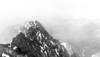Another shot of the rather intimidating summit ridge with Steven just past the pinnacle. I think this section catches some people by surprise.