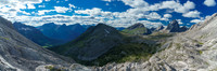 Burstall Pass Peak at center, Snow Peak to the right and Mount Smuts and Birdwood on the right.