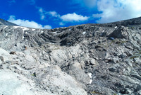 Tackling the spur. Easiest route is slightly right and then left near the top.