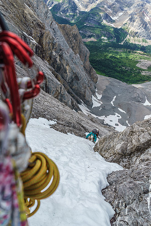 Looking down the 2nd snow gully that we used on descent - this one would have been nice to ascend too!