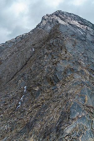 Looking back at the lower part of the ridge as we get close to the end of it.