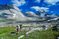 South Burstall Pass with the spur jutting out in front of Sir Douglas. Whistling Rock at left.