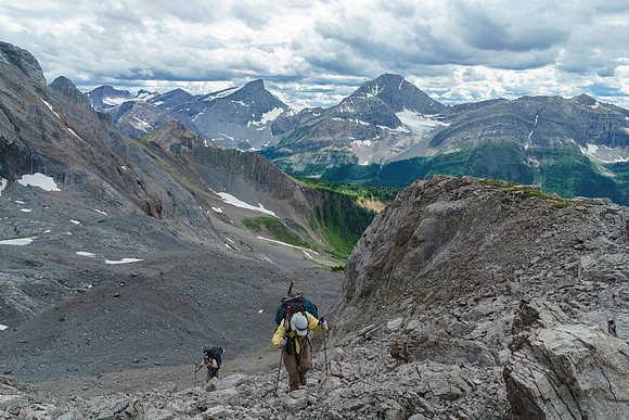 Just one of a series of grunts up and over moraines / ridges to Burstall Pass.