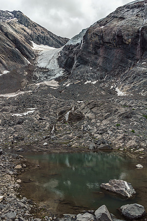 A view from camp, looking towards the ascent glacier.