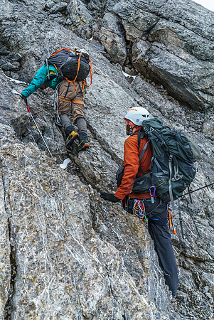 Steeper terrain on the NW face near the summit ridge.