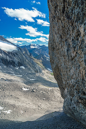 Looking down the scree ramp.