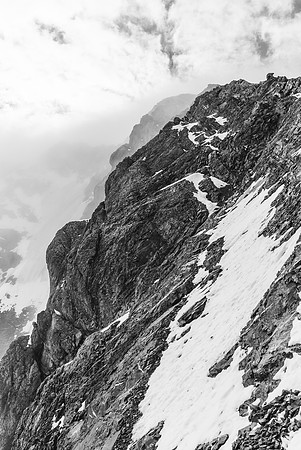 As you can see, the rock is rotten and the exposure down the north face can be interesting if you stick on the west ridge proper.