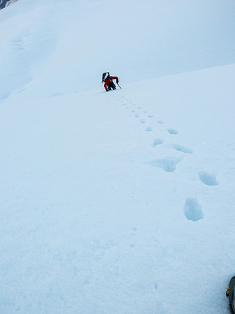 Ben following me up the slope.