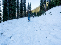 We reach snow much earlier and lower down than on our last trip.