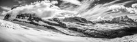 A unique view of the area around Mount Columbia (l), including her west face, west access glacier (c) and Mount Bryce (r).