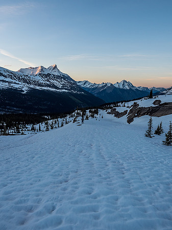 Ben and I descend one of the many cool terrain features in the alpine meadows.