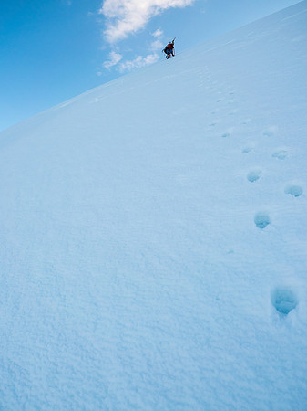 Ben following me down the slope.