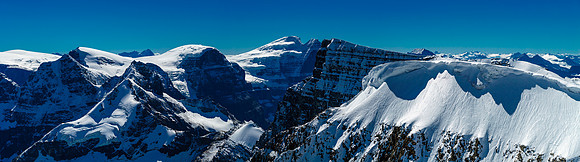 The impressive summits of the Stutfields with Bryce rising behind them and Cromwell and Engelhard in front at left.