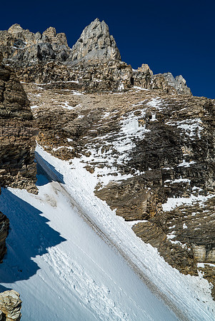 Ready to drop into the second couloir.